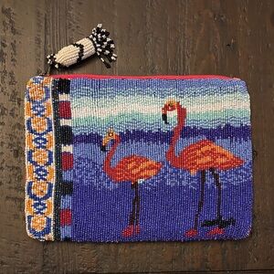 Jasper & Jeera  Flamingo Beaded Clutch